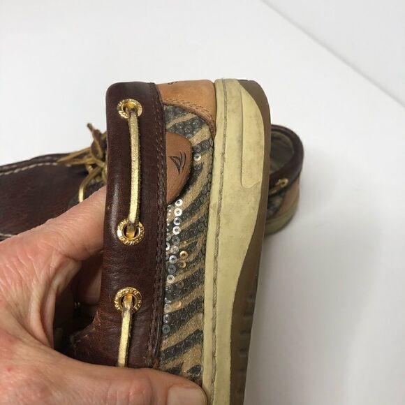 Sperry Top Sider Brown Leather Loafers Sequins - Picture 4 of 7